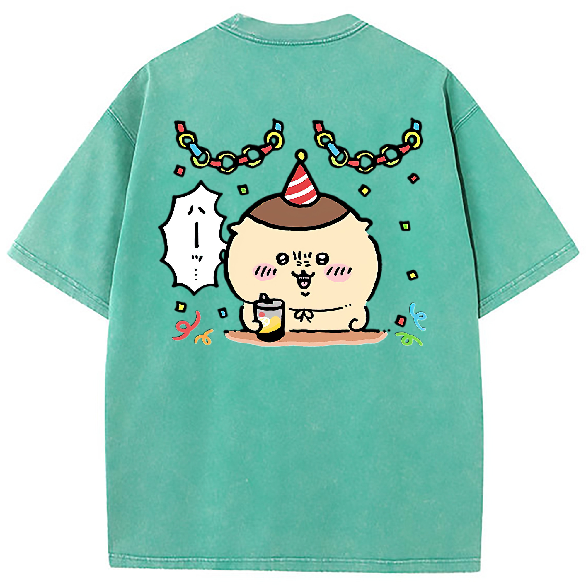（画像用） ちいかわ くりまんじゅう Chii-kawa kuri manjū 綿100% ヴィンテージ風 半袖Tシャツ（背面プリント）